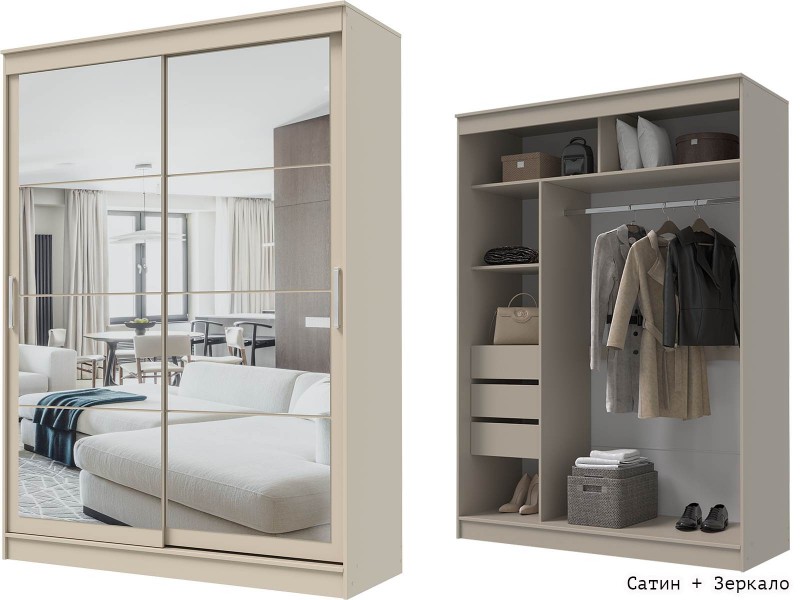 Гранд-1 Шкаф-купе 2-х дверный 1600мм, фасады Зеркало + Зеркало [Шкаф-купе]