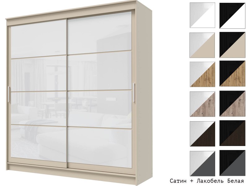 Гранд-1 Шкаф-купе 2-х дверный 2000мм, фасады Лакобель + Лакобель [Шкаф-купе]