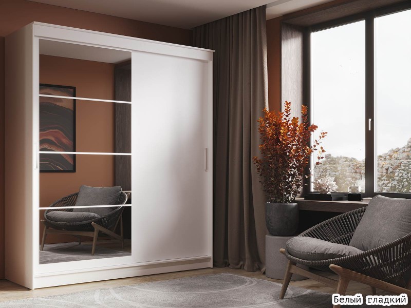 Гранд-1 Шкаф-купе 2-х дверный 2000мм, фасады Зеркало + ЛДСП [Шкаф-купе]