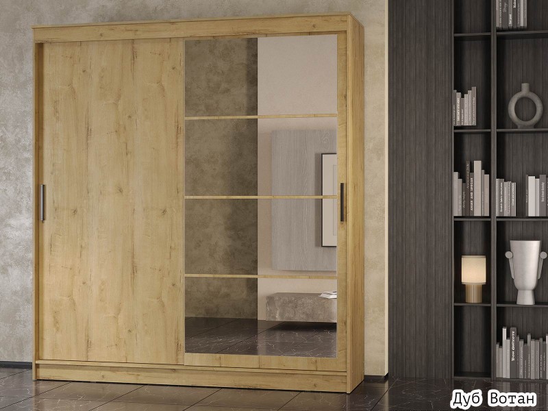 Гранд-1 Шкаф-купе 2-х дверный 2000мм, фасады Зеркало + ЛДСП [Шкаф-купе]