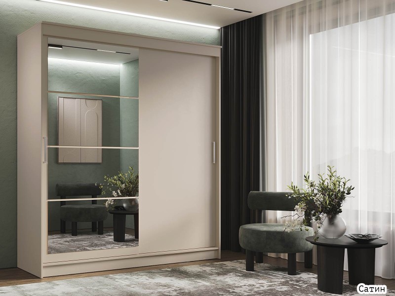 Гранд-1 Шкаф-купе 2-х дверный 2000мм, фасады Зеркало + ЛДСП [Шкаф-купе]