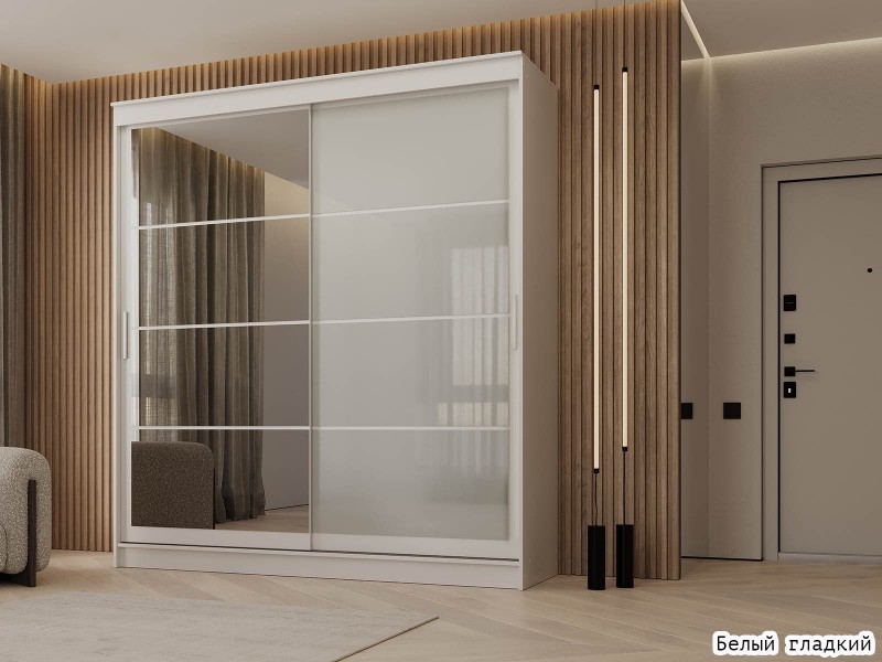 Гранд-1 Шкаф-купе 2-х дверный 2000мм, фасады Зеркало + Лакобель [Шкаф-купе]