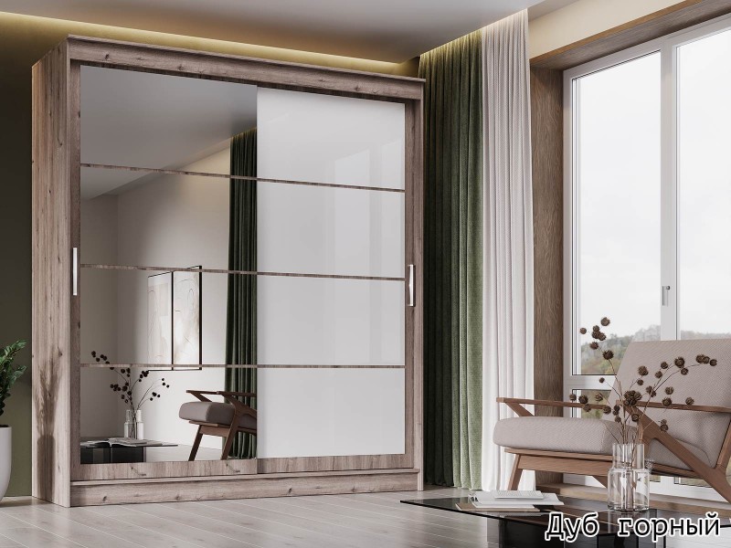 Гранд-1 Шкаф-купе 2-х дверный 2000мм, фасады Зеркало + Лакобель [Шкаф-купе]