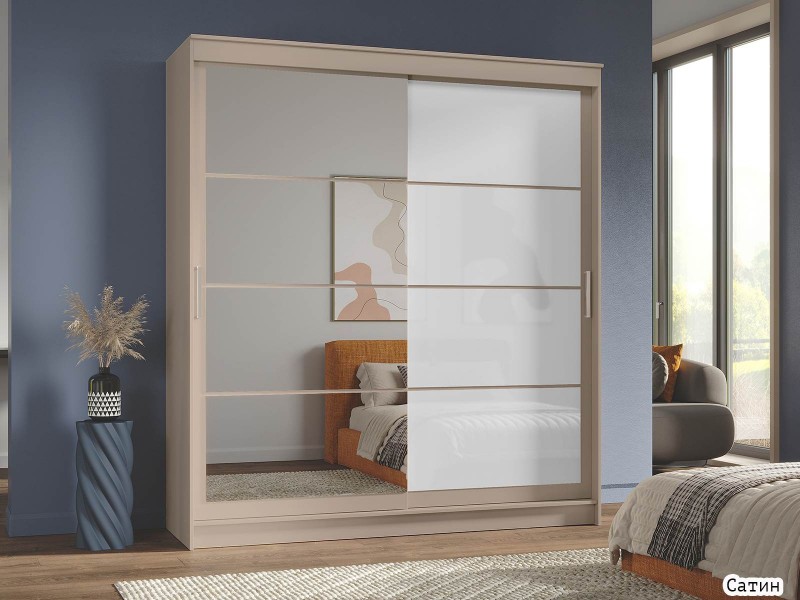 Гранд-1 Шкаф-купе 2-х дверный 2000мм, фасады Зеркало + Лакобель [Шкаф-купе]