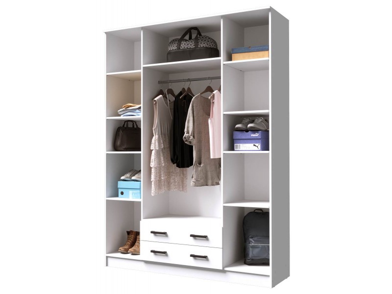 Квадро Шкаф четырёхстворчатый с ящиками и зеркалами [Эко]