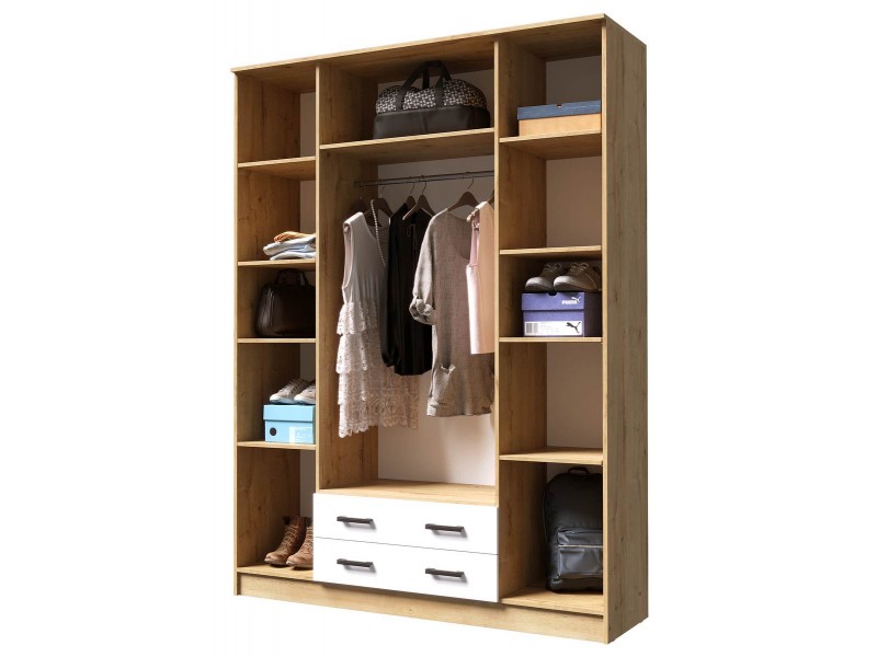 Квадро Шкаф четырёхстворчатый с ящиками и зеркалами [Эко]