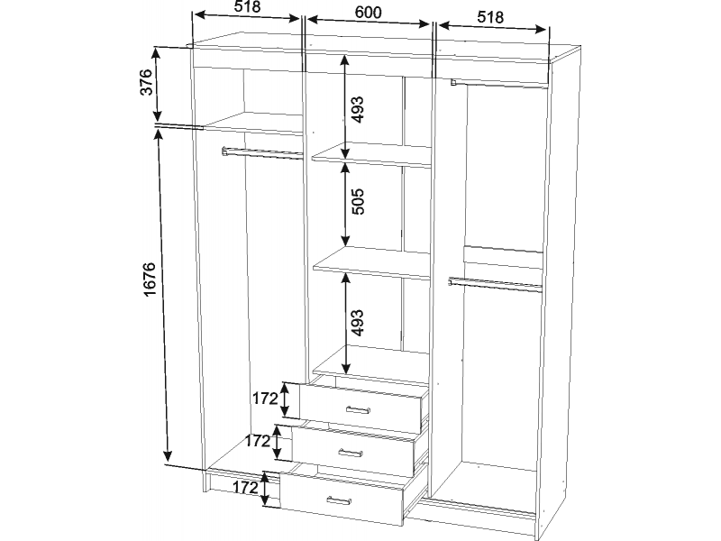 Лорд Шкаф-купе с зеркалом 1,7 м [Шкаф-купе]