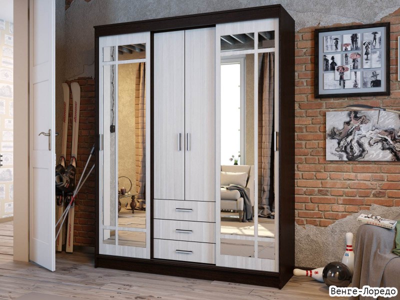 Лорд Шкаф-купе с зеркалом 1,7 м [Шкаф-купе]