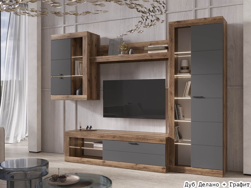 Прага МДФ Гостиная модульная, Комплект-2 [Прага Эра]