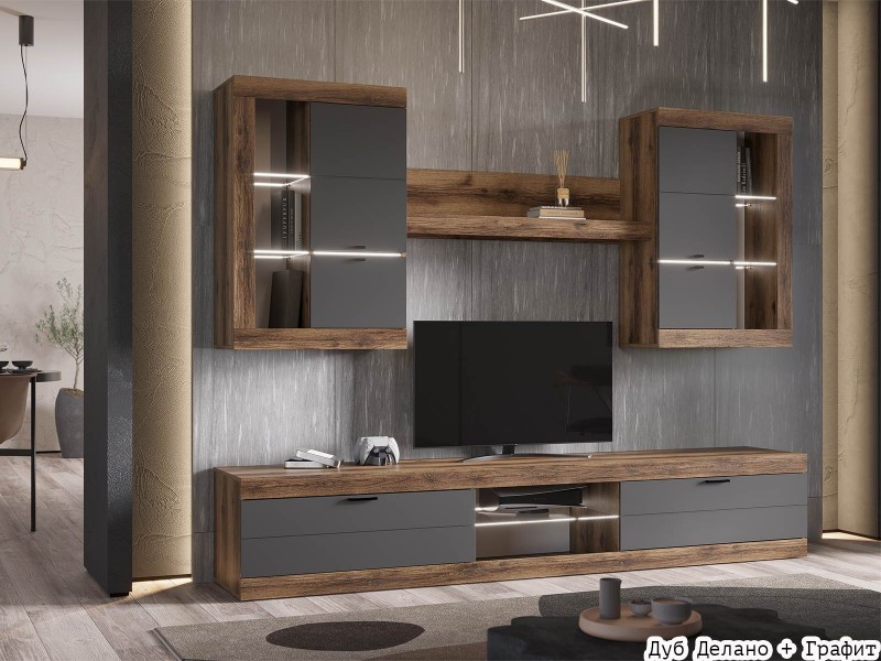 Прага МДФ Гостиная модульная, Комплект-4 [Прага Эра]