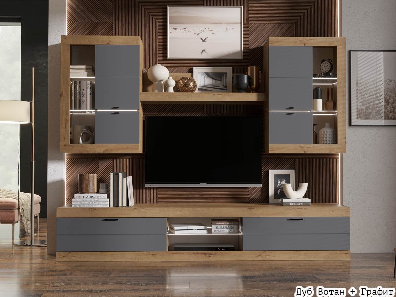 Прага МДФ Гостиная модульная, Комплект-4 [Прага Эра]