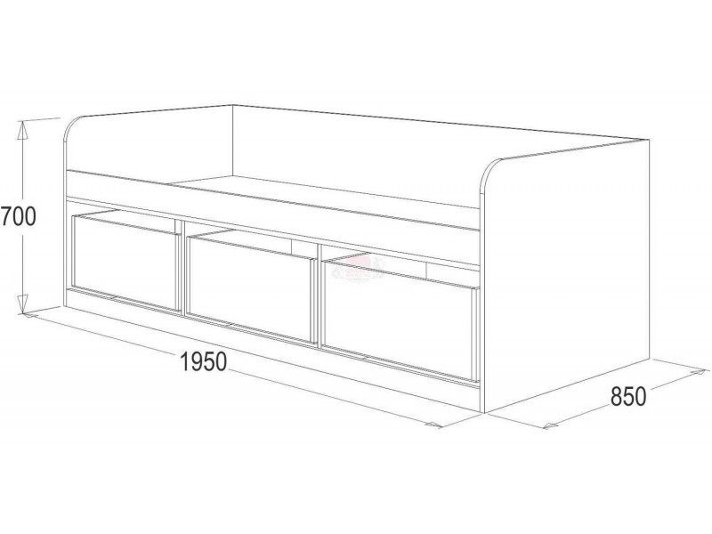 Фант-8 (Кровать-8) Кровать одинарная с 3-мя ящиками МДФ [Фант]