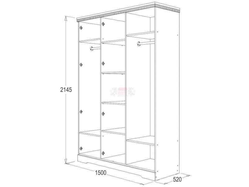 Ольга-12 МДФ спальня, Шкаф трёхстворчатый для одежды и белья [Ольга-12]