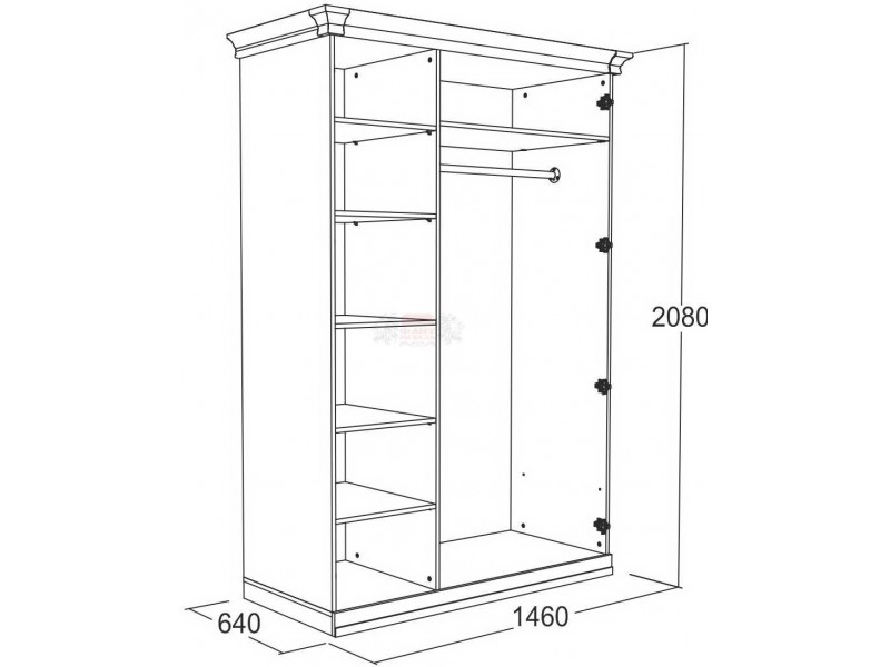 Ольга-18 спальня, Шкаф трёхстворчатый для одежды и белья [Ольга-18]