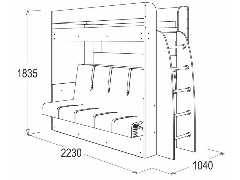Омега-17 Кровать-диван двухярусная [Омега]