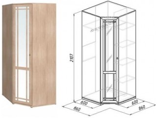 Sherlock 10 Шкаф угловой с зеркалом [Шерлок дуб сонома]