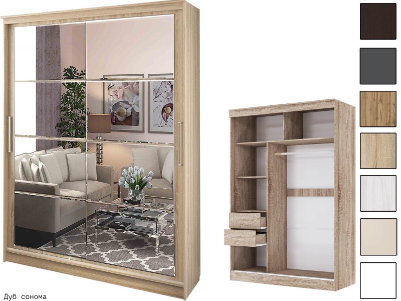 Танго Зеркало Шкаф-купе 1,5м, Каркас 1,5м [Танго Handis]