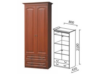 Шкаф 2-х дверный с ящиками для платья МДФ матов. [Гармония-4]