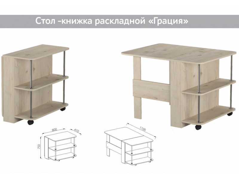 Грация Стол-книжка с полками