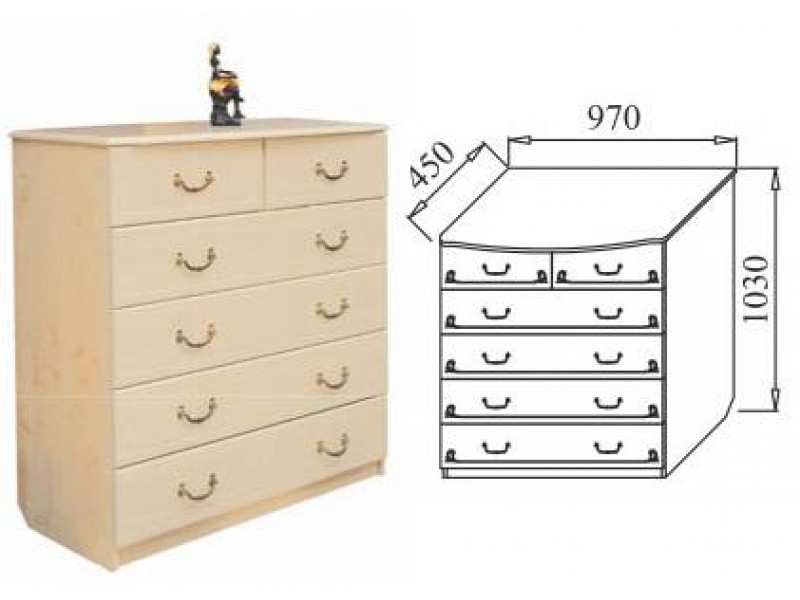 Комод с 6-ю ящиками с рис [Ивушка-5]