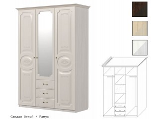 Шкаф трёхстворчатый с выдвижными ящиками с рисунком, с зеркалом [Ивушка-5]