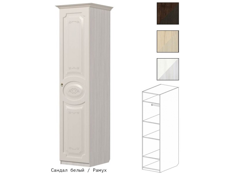 Шкаф-пенал однодверный с полками (со штангой) с рис [Ивушка-5]