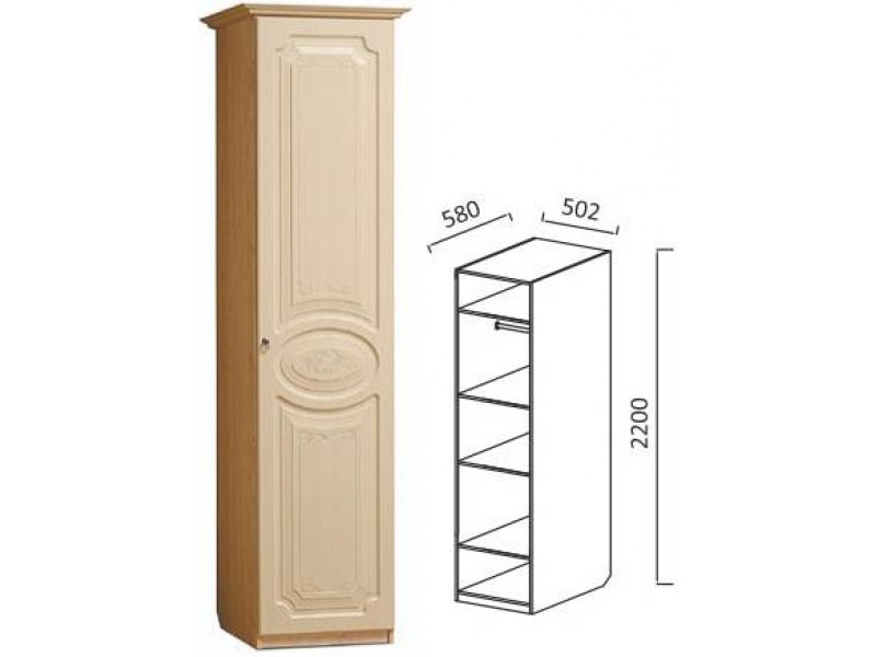 Шкаф-пенал однодверный с полками (со штангой) с рис [Ивушка-5]