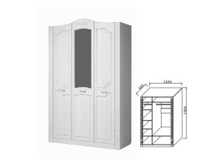 Шкаф 3-х дверный для платья и белья 1430 мм [Ева-10]