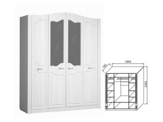 Шкаф 4-х дверный для платья и белья 1880 мм [Ева-10]