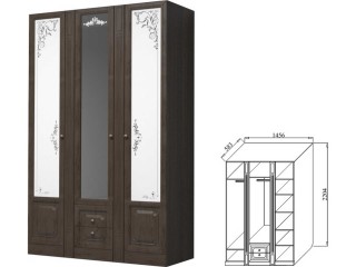 Шкаф 3-х дверный для платья и белья [Ева-11]