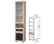 Шкаф комбинированный (со вставкой из стекла) МДФ матов+профиль рамочный МДФ [Уголок школьника]