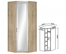 ЮН-8 Шкаф угловой с зеркалом МДФ матовый [Юниор-7, Прованс]