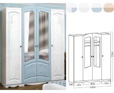 Венеция 4 МДФ матовый, Шкаф четырёхстворчатый с 2-мя зеркалами [Венеция-4]