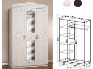 Венеция 5.1, Шкаф 3-х дверный с зеркалом [Венеция 5.1 МДФ матовый]