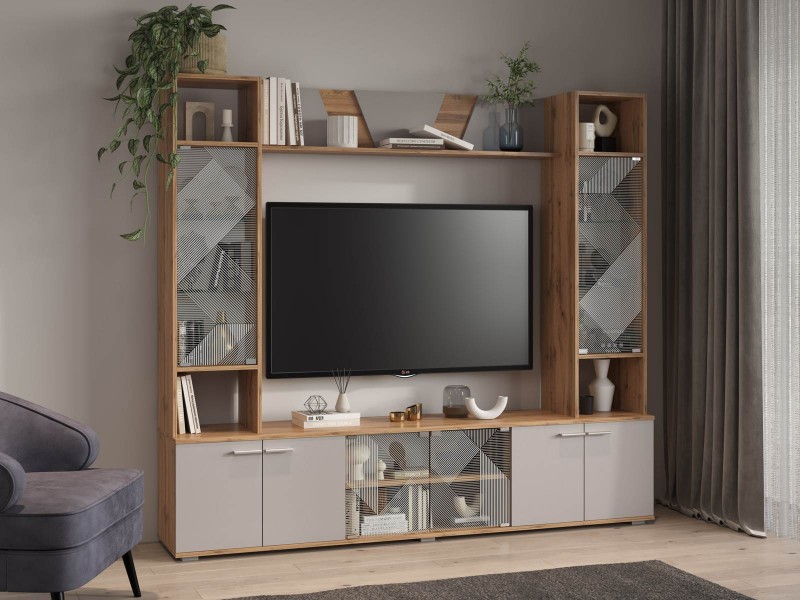 Аккорд 63.03 Тумба для ТВ, Дуб золотой + Кашемир [Аккорд]