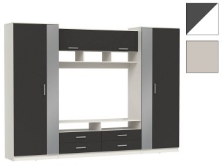 Вена 91.01 шкаф многоцелевой с зеркалом, Белый + Диамант серый