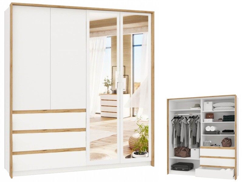 Дубай секция №11 Шкаф четырёхстворчатый с зеркалами и ящиками [Дубай]