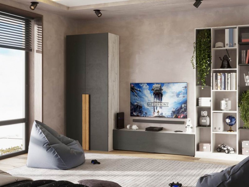 Кент-1 секция №21 Шкаф двухстворчатый, фасад с рисунком [Кент-1]