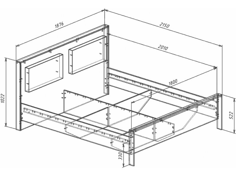 Либерти Кровать 180х200 с плитой 22 мм [Либерти Росток]