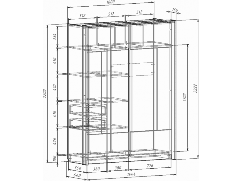 Либерти Шкаф-купе механизм РКМ-70 [Либерти Росток]