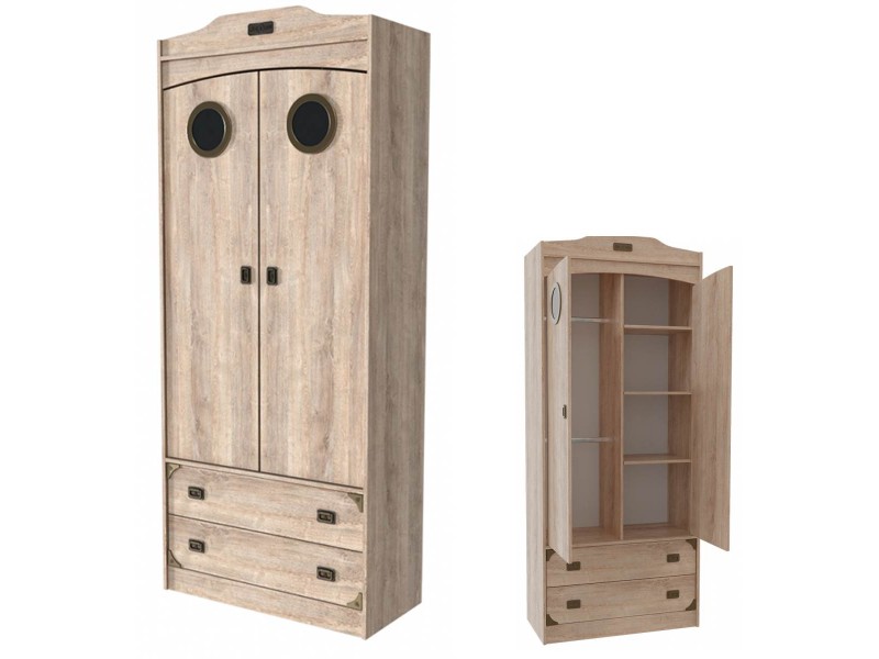 Мираж-1 секция №13 шкаф двухстворчатый комбинированный с иллюминаторами №9 [Мираж-1]