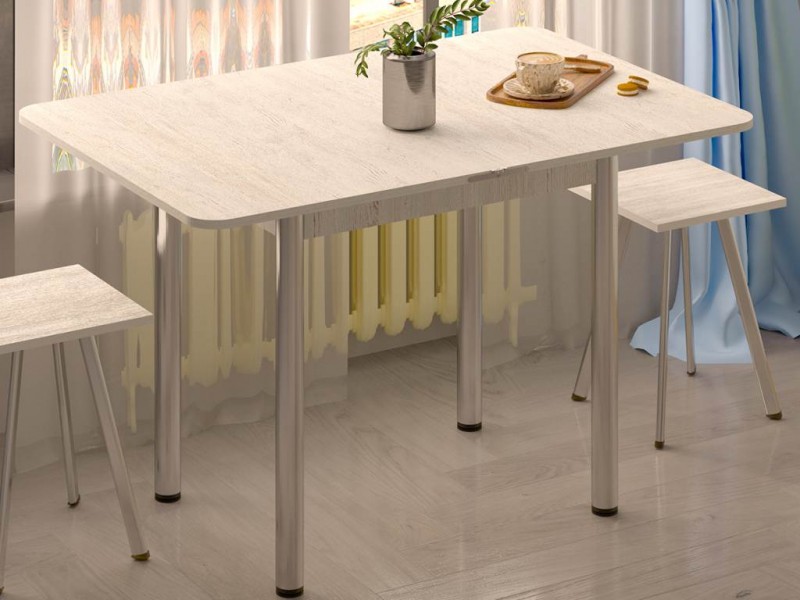 Стол обеденный поворотно-откидной 800х600 опора Хром [Столы обеденные]