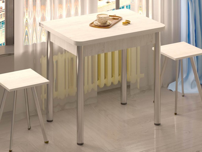 Стол обеденный поворотно-откидной 800х600 опора Хром [Столы обеденные]