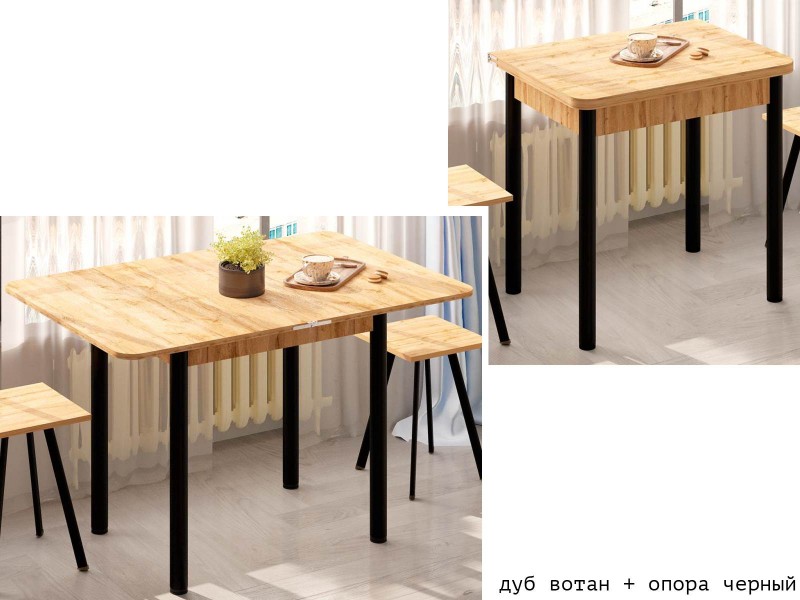 Стол обеденный поворотно-откидной 800х600 опора крашеная [Столы обеденные]