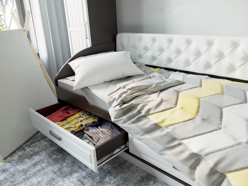 Венеция-1 секция №22 Кровать 90х200 с ящиками [Венеция-1 Росток]