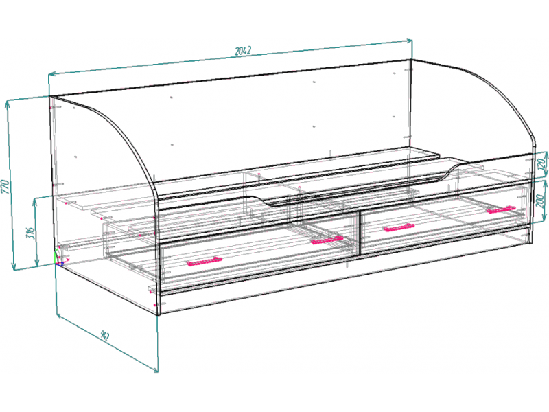 Венеция-1 секция №22 Кровать 90х200 с ящиками [Венеция-1 Росток]