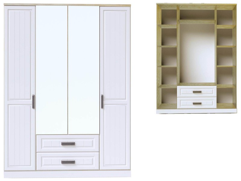 Венеция-1 секция №26 Шкаф четырёхстворчатый (фасад центральный ЛДСП) [Венеция-1 Росток]