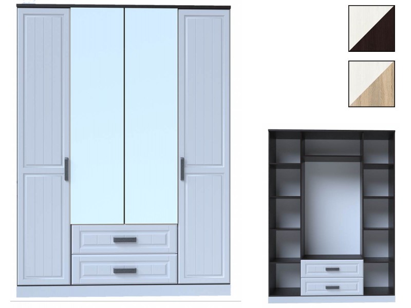 Венеция-1 секция №26 Шкаф четырёхстворчатый (фасад центральный ЛДСП) [Венеция-1 Росток]