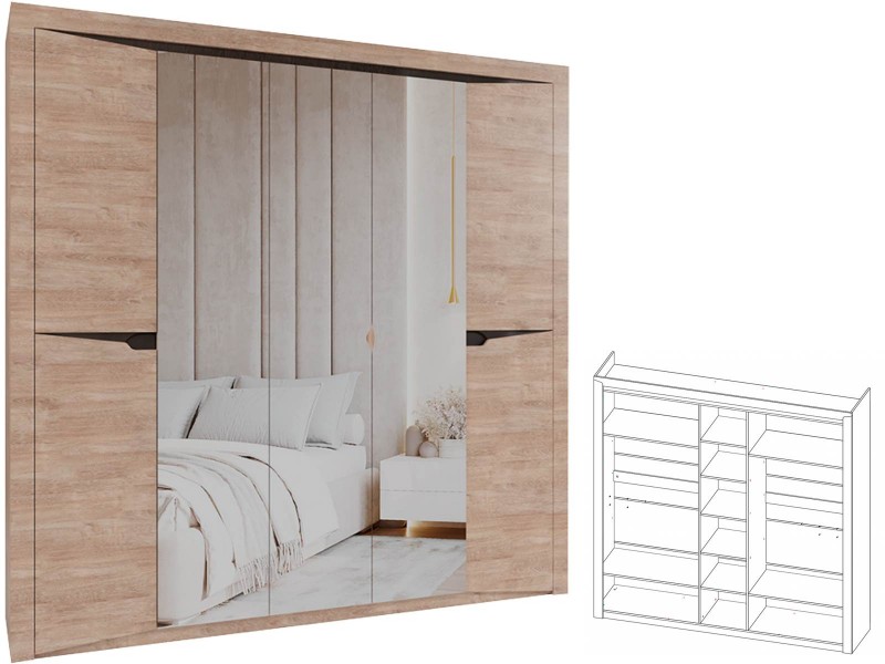 Версаль-5 секция №20 шкаф пятистворчатый с зеркалами [Версаль-5]