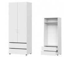 Токио Шкаф двухстворчатый с ящиками для одежды и белья, белый [Токио]